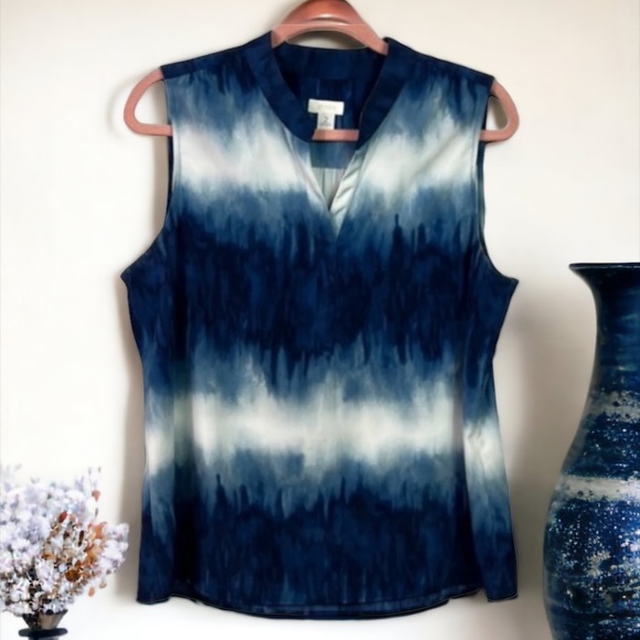 Chicos Blue and White Sleeveless Top Size 1/Medium - Picture 5 of 8